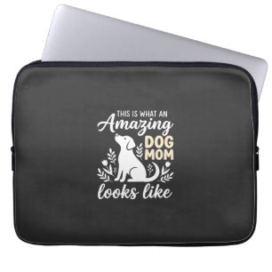 Geweldige Hond Moeder Bloemige Hond Liefhebber Laptop Sleeve