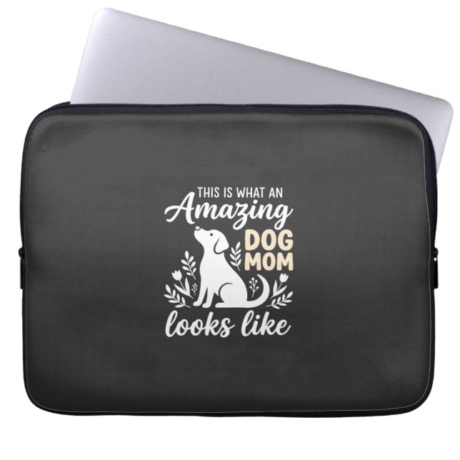 Geweldige Hond Moeder Bloemige Hond Liefhebber Laptop Sleeve (Voorkant)