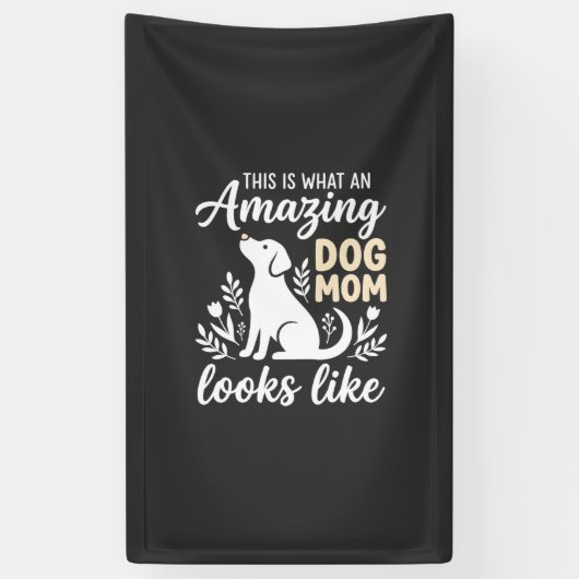 Geweldige Hond Moeder Bloemige Hond Liefhebber Spandoek (Verticaal)