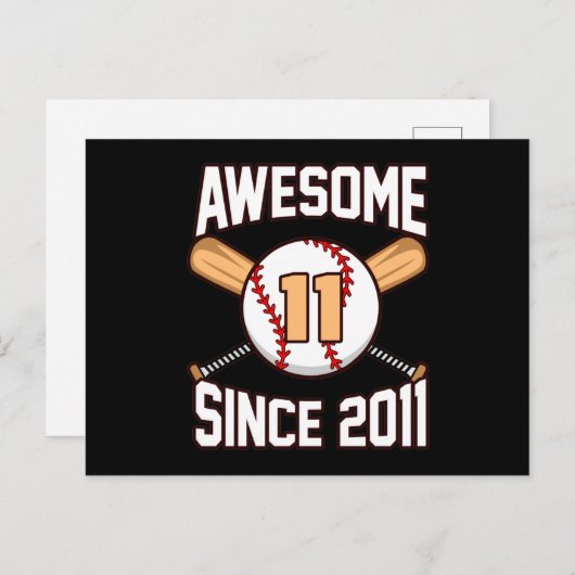 Geweldige honkbalspeler 11e verjaardag Honkbal lie Uitnodiging Briefkaart (Voorkant / Achterkant)