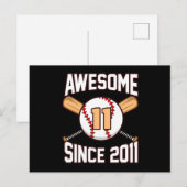 Geweldige honkbalspeler 11e verjaardag Honkbalfan Uitnodiging Briefkaart (Voorkant / Achterkant)