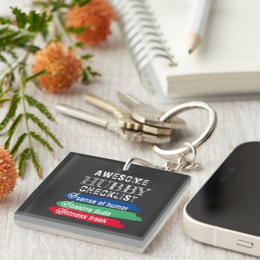 Geweldige Hubby Checklist Valentijnse  aanpassen Sleutelhanger (Voorkant Rechts)