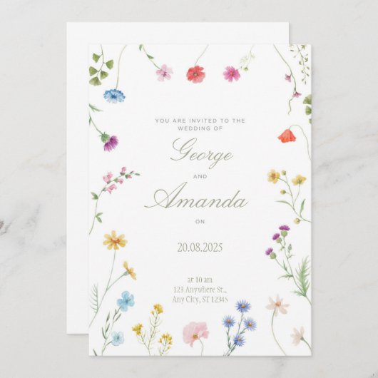 Geweldige huwelijksuitnodiging 2025 kaart (Voorkant / Achterkant)