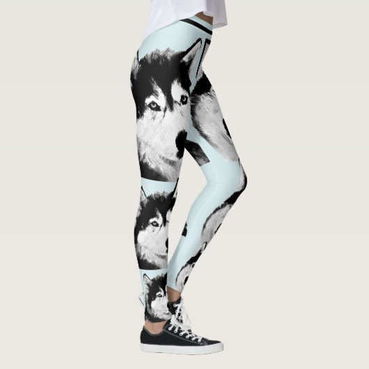 Geweldige Ice Blue Siberian Husky Leggings (Rechts)