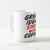 Geweldige ideeën beginnen met koffie koffiemok (Voorkant links)