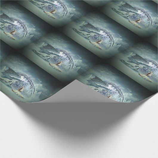 Geweldige ijsdraak cadeaupapier (Hoek)