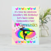 GEWELDIGE IK HOU VAN GYMNASTIEK UITNODIGINGEN (Staand voorkant)