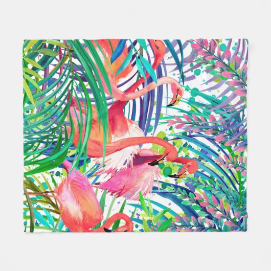 Geweldige illustratie van de flamingo-waterverf. A Fleece Deken (Voorkant (Horizontaal))