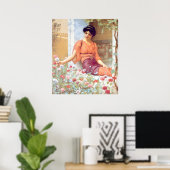  Geweldige Italiaans meisje met zomerbloemen Poster (Thuiskantoor)