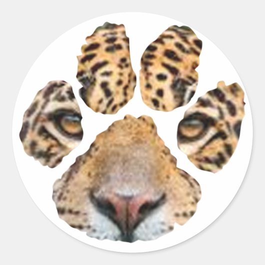 Geweldige Jaguar Paw Print Ronde Sticker (Voorkant)