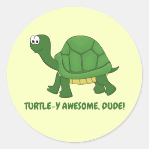 Geweldige, jongen. Schildpad Ronde Sticker