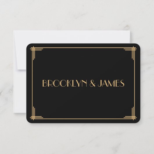 Geweldige Kaart voor Gatsby Art Deco Wedding RSVP (Achterkant)