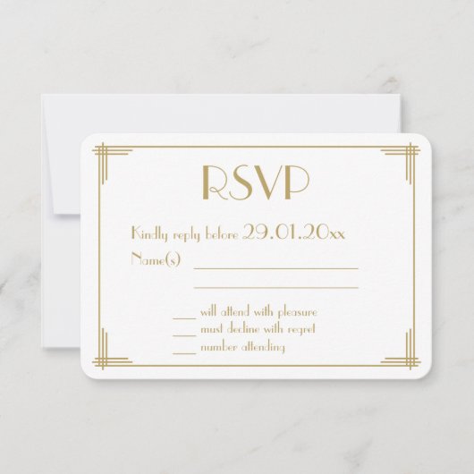 Geweldige Kaart voor Gatsby Art Deco Wedding RSVP (Voorkant)