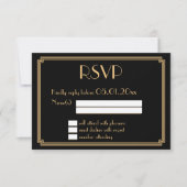 Geweldige Kaarten van Gatsby Art Deco Black Weddin RSVP Kaartje (Voorkant)