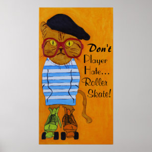Geweldige kat op het Poster van rolSchaatsen!
