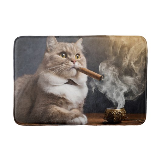 Geweldige Kat Rookt Sigaren Badmat! Badmat (Voorkant)