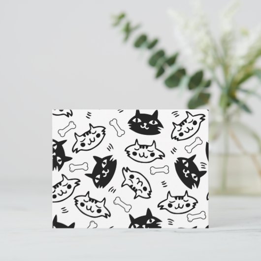 Geweldige Kat zwart-wit feestdag Briefkaart (Staand voorkant)