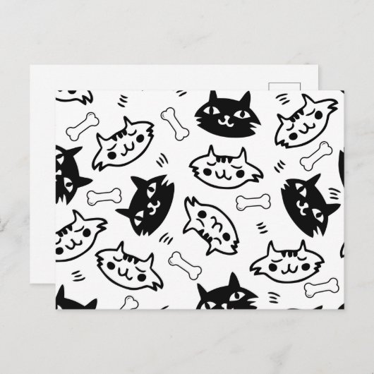 Geweldige Kat zwart-wit feestdag Briefkaart (Voorkant / Achterkant)