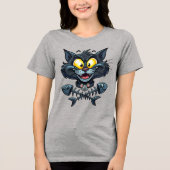 Geweldige kattengezicht Tri-Blend shirt (Voorkant)