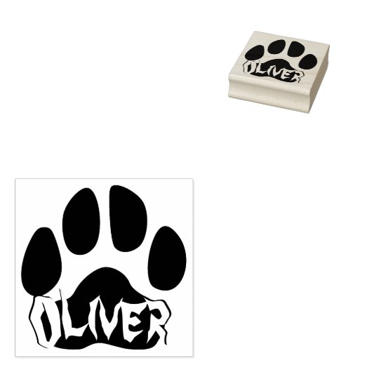 Geweldige kattenpootafdruk met vetgedrukte letters rubberstempel (Gestempeld)