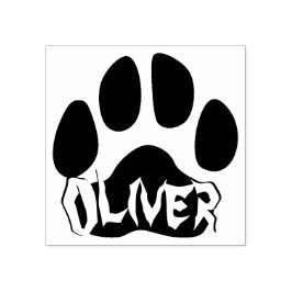 Geweldige kattenpootafdruk met vetgedrukte letters rubberstempel