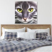 Geweldige kattenportret canvas afdruk (Insitu (Slaapkamer))