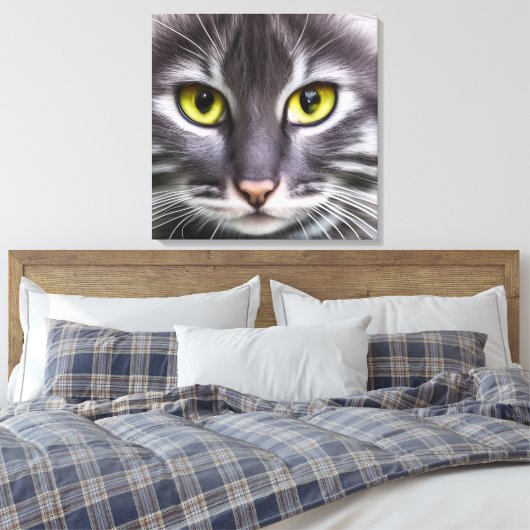 Geweldige kattenportret canvas afdruk (Insitu (Slaapkamer))