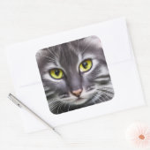 Geweldige kattenportret vierkante sticker (Envelop)