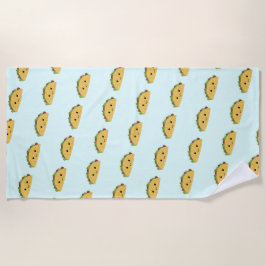 Geweldige Kawaii Smiling Taco Pattern Strandlaken