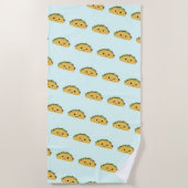 Geweldige Kawaii Smiling Taco Pattern Strandlaken (Voorkant)
