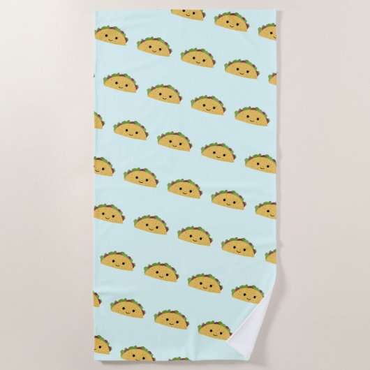 Geweldige Kawaii Smiling Taco Pattern Strandlaken (Voorkant)