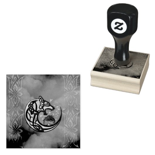 Geweldige Keltische wolf met boom Rubberstempel (Gestempeld)