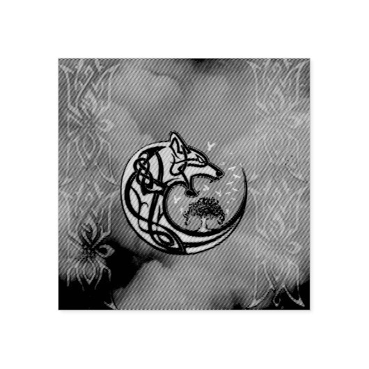 Geweldige Keltische wolf met boom Rubberstempel (Afrduk)