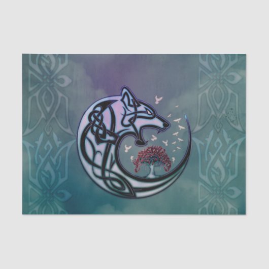 Geweldige Keltische wolf met boom Tissuepapier (Voorkant)