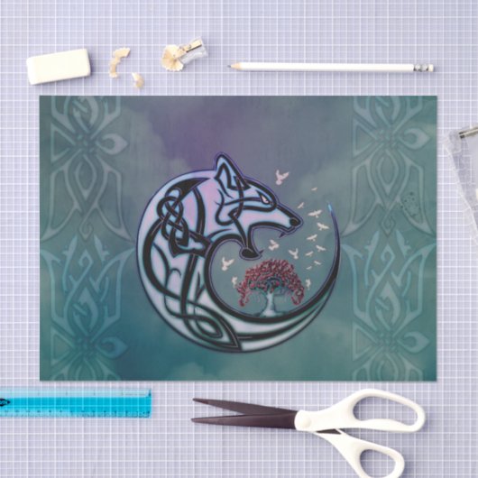 Geweldige Keltische wolf met boom Tissuepapier (Craft)