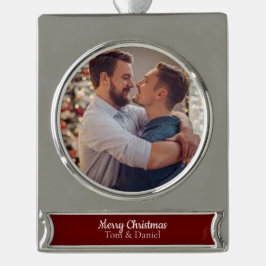 Geweldige kerst | Gay Couple Verzilverd Banner Ornament