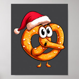 Geweldige Kerst Pretzel Met Kerstman Hoed Costuum Poster