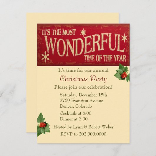 Geweldige kerstfeestdag kaart (Voorkant / Achterkant)