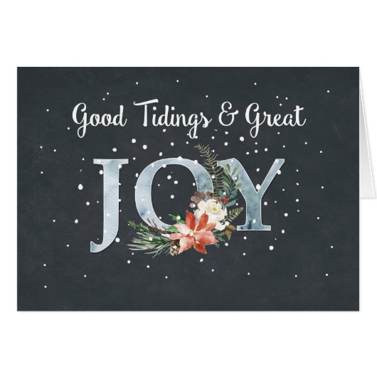 Geweldige kerstfeestdagen en sneeuw op zwart (Voorkant Horizontaal)