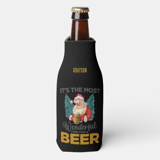 Geweldige kersttijd voor een biernaam flesjeskoeler (Fles Voorkant)
