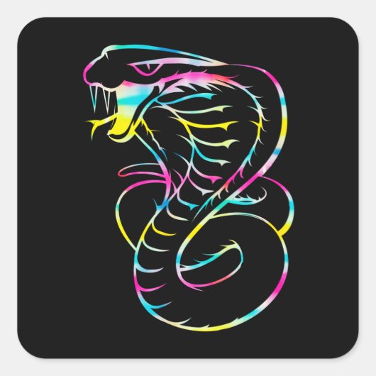 Geweldige King Cobra Snake Vierkante Sticker (Voorkant)