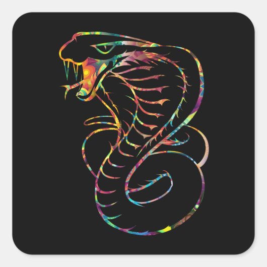 Geweldige King Cobra Snake Vierkante Sticker (Voorkant)