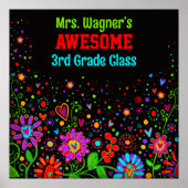 Geweldige Klasse Kleurrijke Bloemen Gepersonalisee Poster (Voorkant)