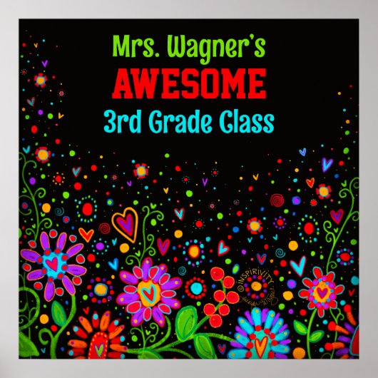 Geweldige Klasse Kleurrijke Bloemen Gepersonalisee Poster (Voorkant)