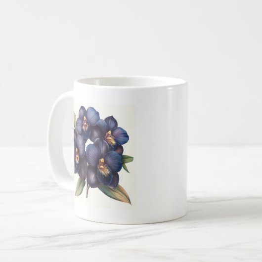 Geweldige  klassieke zwarte orchidee koffie mok (Voorkant links)