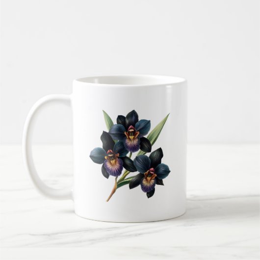 Geweldige klassieke zwarte orchidee koffie mok (Links)