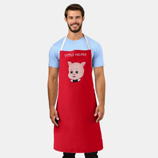 Geweldige klein varken rood schort (Gedragen)