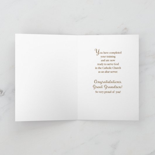 Geweldige kleinzoon Altaar Server Gefeliciteerd Kaart (Binnen)