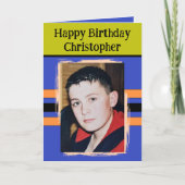 Geweldige kleinzoon toevoegen foto paarse verjaard kaart (Voorkant)