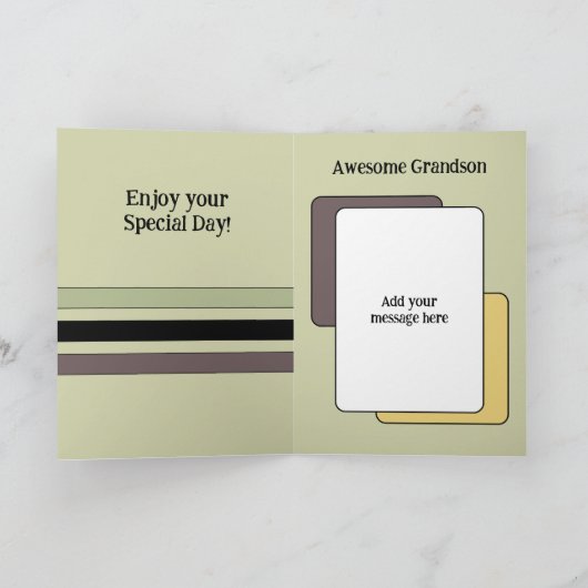 Geweldige kleinzoon voeg foto groene verjaardag to kaart (Binnen)